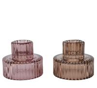 KAEMINGK-Photophore en verre cannelé coloré - diamètre 6,5 x H 5,5 cm