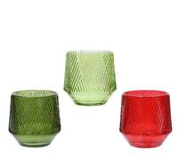 KAEMINGK-Photophore texturé coloris multicolore en verre - 8 cm