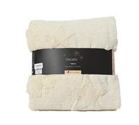 KAEMINGK-Plaid blanc cassé en polyester imitation fourrure à motifs étoiles - 170 x 130 cm