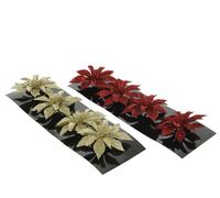 KAEMINGK-Poinsettia pailleté sur clip - diamètre 8 x H 0,5 cm