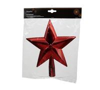 Kaemingk Pointe de sapin de Noël en plastique - 21 cm - Étoile texturée - Décoration de sapin de Noël et décoration de sapin de Noël - Rouge de Noël