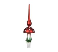 Kaemingk Pointe de sapin de Noël en verre - Champignon mouche - 31 cm de haut - Pointe exceptionnelle - Décoration de sapin de Noël - Rouge et blanc