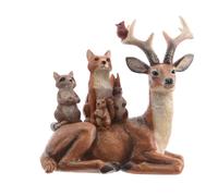 KAEMINGK-Renne en polyrésine brune avec petits animaux - 9,5 x 14 x 15 cm