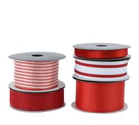 KAEMINGK-Ruban décoratif en polyester rouge - 300 cm