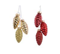 KAEMINGK-Suspension grappe pommes de pin coloris rouge - diamètre 2,5 cm