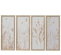 KAEMINGK-Tableau graminées coloris blanc en bois - 50 x 20 x 1,4 cm