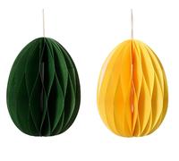 KAEMINGK-Œufs en papiers x 2 vert et jaune - diamètre 4,5 x H 6 cm
