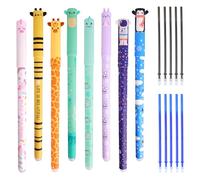 Kaempe Stylo Effacables 8 Couleurs, Stylo Effacableavec 10 Recharges (Bleu Et Noir), Stylos Couleur Effaçables Avec Gomme, Pointe Motif Dessin Animé 0,6 Mm Pour Enfants Et Adultes