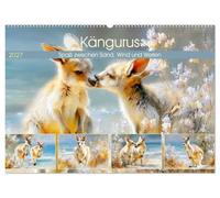 Kängurus. Spaß zwischen Sand, Wind und Wellen (Wandkalender 2027 DIN A2 quer), CALVENDO Monatskalender: Malerische Illustrationen australischer Kängurus in der Küstenlandschaft