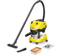 Kärcher Aspirateur Eau & Poussières Sans Fil WD 4-18 S Dual, 36V (2 Batteries 18V Non-Incluses), Cuve Inox 20L, Soufflage, Filtre Plissé Plat, Sac Filtrant Non-Tissé, Tube Aspiration 2,2m, Buse de Sol