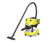 KÄRCHER Aspirateur Eau et Poussières WD 4-18 S Dual Battery Set, Soufflerie, 380W, Cuve 20L, Flexible 2.2m. Inclus : Filtre plissé, Sacs, Buses & Fentes. Puissant, sans Fil et Grande autonomie