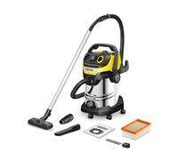 KÄRCHER Aspirateur Eau & Poussière WD 7 Control P S, 1400W, Cuve 30L, Flexible 3.5m. Télécommande 2en1, Nettoyage Filtre, Prise asservissement, Buses & Sacs. Soufflerie, Puissant et Intelligent