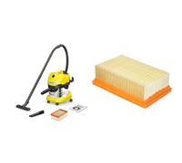 Kärcher Aspirateur Multifonction WD 4 S V-20/5/22, Puissance : 1000 W, Cuve en Acier Inoxydable : 20 l & Filtre Nouveau Système Plat Plissé pour MV4, MV5, MV6, 200 x 125 x 60 mm