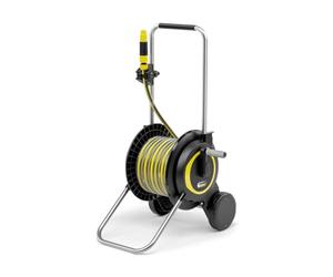 Kärcher Dévidoir HT 3.20 Compact et Mobile avec Pied Extra Large, poignée réglable en Hauteur, avec Support de seringue, Tuyau Kärcher de 20 m et Accessoires d'arrosage Noir