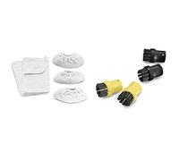 Kärcher Jeu de chiffonnettes Accessoire pour nettoyeurs Vapeur Hors Version Easy Fix & Set de Brosse Ronde Accessoire pour nettoyeurs Vapeur