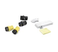 Kärcher Set de Nettoyage Microfibre pour Cuisine Accessoire pour nettoyeurs Vapeur Easy Fix & Kärcher Set de Brosse Ronde Accessoire pour nettoyeurs Vapeur