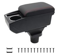 KAERGK Accoudoirs de Voiture pour Mitsubishi Colt Console Centrale Double Couche D'espace de Rangement avec Porte-gobelets Facile à Assembler Cuir Confortable et Durable Noir (Ligne Rouge)