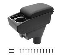 KAERGK Accoudoirs de Voiture pour Nissan Micra K13 2010-2022 Console Centrale Double Couche D'espace de Rangement avec Porte-gobelets Facile à Assembler Cuir Confortable et Durable Noir(Ligne Noire)