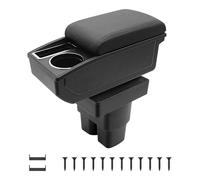 KAERGK Accoudoirs de Voiture pour Nissan NV200 2010-2017 Console Centrale Double Couche D'espace de Rangement avec Porte-gobelets Facile à Assembler Cuir Confortable et Durable Noir(Ligne Noire)