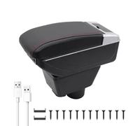 KAERGK Accoudoirs de voiture pour Opel Corsa F 2020-2024 - Double espace de rangement avec porte-gobelet - 7 ports USB - Boîte utilitaire arrière - Montage facile (ligne rouge)