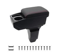 KAERGK Accoudoirs de Voiture pour Peugeot 206 2006-2013 Console Centrale Double Couche D'espace de Rangement avec Porte-gobelets Facile à Assembler Cuir Confortable et Durable Noir (Ligne Rouge)