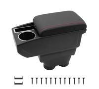 KAERGK Accoudoirs de Voiture pour Peugeot 208 2013-2018 Console Centrale Double Couche D'espace de Rangement avec Porte-gobelets Facile à Assembler Cuir Confortable et Durable Noir (Ligne Rouge)