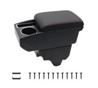 KAERGK Accoudoirs de Voiture pour Peugeot 208 2019-2021 Console Centrale Double Couche D'espace de Rangement avec Porte-gobelets Facile à Assembler Cuir Confortable et Durable Noir (Ligne Rouge)