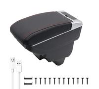 KAERGK Accoudoirs de Voiture pour Peugeot 208 2019-2021 Console Centrale Double Couche D'espace de Rangement avec Arrière Porte-gobelets 7 Ports USB Facile à Assembler(Ligne Rouge)