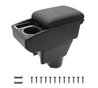 KAERGK Accoudoirs de Voiture pour Renault Dacia Duster I 2010-2015 Console Centrale Double Couche D'espace de Rangement avec Porte-gobelets Facile à Assembler Cuir Confortable et Durable (Ligne Noire)