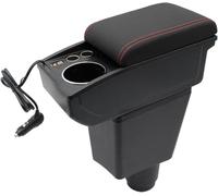 KAERGK Accoudoirs de voiture pour Renault Dacia Sandero 2 Stepway Logan 2 consoles centrales pour voiture - Double espace de rangement avec porte-gobelet - 2 ports USB rapides - Cuir durable - Montage