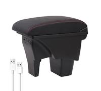 KAERGK Accoudoirs de voiture pour Suzuki Vitara 2015-2019, console centrale, double espace de rangement, 3 ports USB, facile à monter, confort et durabilité (ligne rouge)