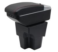 KAERGK Accoudoirs de voiture pour Volkswagen T-Cross 2019-2025, console centrale, double espace de rangement, avec porte-gobelet, 7 ports USB, boîte utilitaire arrière, montage facile (ligne rouge)