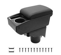KAERGK Accoudoirs de Voiture pour VW Golf 6 MK6 2008-2013 Console Centrale Double Couche D'espace de Rangement avec Porte-gobelets Facile à Assembler Cuir Confortable et Durable Noir(Ligne Noire)
