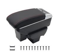 KAERGK Accoudoirs de voiture pour VW Polo Vento 2019-2024, console centrale, double espace de rangement, avec porte-gobelet, boîte utilitaire arrière, montage facile (ligne rouge)