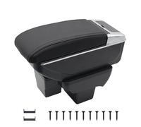 KAERGK Accoudoirs de voiture pour VW Polo Vento 2019-2024, console centrale, double espace de rangement, avec porte-gobelet, boîte utilitaire arrière, montage facile (ligne noire)