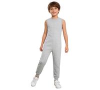Kaerm Combinaison de Soin Pyjama Pour Patients Handicapés Enfant Garçon Fille Pyjama Une Pièce avec Fermeture Eclair sur le Dos Tenue Adaptée 5-16 Ans Gris 7-8 ans