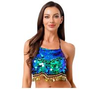 Kaerm Débardeur Danse Orientale Femme Brassières Soutien-Gorge Danse Orientale Haut Danse du Ventre Classique Gilet Danse Latine Jazz Rumba Salsa Valse Tango Dancewear Vert Taille Unique