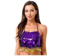 Kaerm Débardeur Danse Orientale Femme Brassières Soutien-Gorge Danse Orientale Haut Danse du Ventre Classique Gilet Danse Latine Jazz Rumba Salsa Valse Tango Dancewear Violet Taille Unique