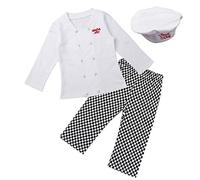 Kaerm Déguisement Chef Cuisinier Bébé Garçon 3 Pcs Costume Cuisinier Tenue Chef de Cuisine 6 Mois-24 Mois Blanc 18-24 Mois