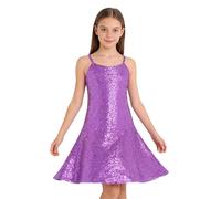 Kaerm Enfants Robe Danse Disco Filles Paillettes Robes Robe De Mariage Party Danse Anniversaire Mariage Demoiselle d'honneur Rose Vif 11-12 Ans