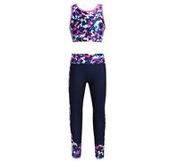 Kaerm Ensemble de sport fille Leggings Sport Yoga Fille Survêtement Joggings Imprimé Tenue de Sport Danse Ensemble hip hop pour Fitness Pilate Gym Running 5-14 Ans Rose rouge 13-14 ans