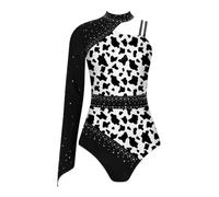 Kaerm Femme Costume Des Cavernes Deguisement Indienne Une Piece Leotard | Salopette Coupe Haute Audacieuse,Détail Latéral Avec Des Ornements Plumes,Tissu Imprimé Léopard Brillant Et Élastique,Disco