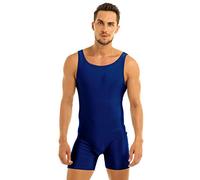 Kaerm Homme Maillot de Corps de Sport sans Manche Body de Fitness Musculation Combinaison ?Col Rond Collant Justaucorps de Danse Gymnastique Jogging Maillot de Bain M-3XL Bleu Marin L