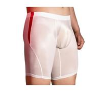 Kaerm Homme Slip de Bain Taille Haute Caleçon Transparent Culotte Sexy Erotique Pantalon Court de Sport Musculation Bas de Bikini T-Back avec Poche Séparée Underwear Blanc Taille Unique