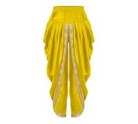 Kaerm Pantalons Dhoti Traditionnel Brodé en Soie Enfant Garçon Pantalon Dhoti Elastique Prêt à l'Emploi Pantalon Indien Baggy Costume Carnaval Halloween 5-16 Ans Or 5-6 ans
