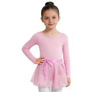 Kaerm Robe de Ballet Enfant Fille Tutu Justaucorps Danse Classique Ensemble Deux Pièces Léotard Body + Jupe Gymnastique Ballet Dancewear 2-8 Ans B Rose 7-8 Ans