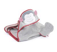 Käthe Kruse 55178 Affe Carlo Serviette de bain avec gant de toilette Gris