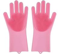 Kaever Gants de Vaisselle en Silicone, Magic Gants de Nettoyage, Réutilisables, Anti Chaleur Resistant, pour Le Nettoyage, Le Ménage, la Vaisselle, Le Soin des Poils d'animaux (Rose)