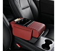 KAEW Coussin Accoudoir Voiture pour Ford Fiesta | Fiesta Plus/Titanium/St-Line, Multifonctionnel Coussin de Console Centrale de Voiture Boîte de Rangement Accoudoir,Red