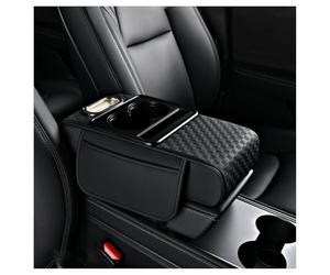 KAEW Coussin Accoudoir Voiture pour Nissan MICRA V (K14) Hatchback 2016-2020 2021 2022 2023 2024 2025, Multifonctionnel Coussin de Console Centrale de Voiture Boîte de Rangement Accoudoir,Black